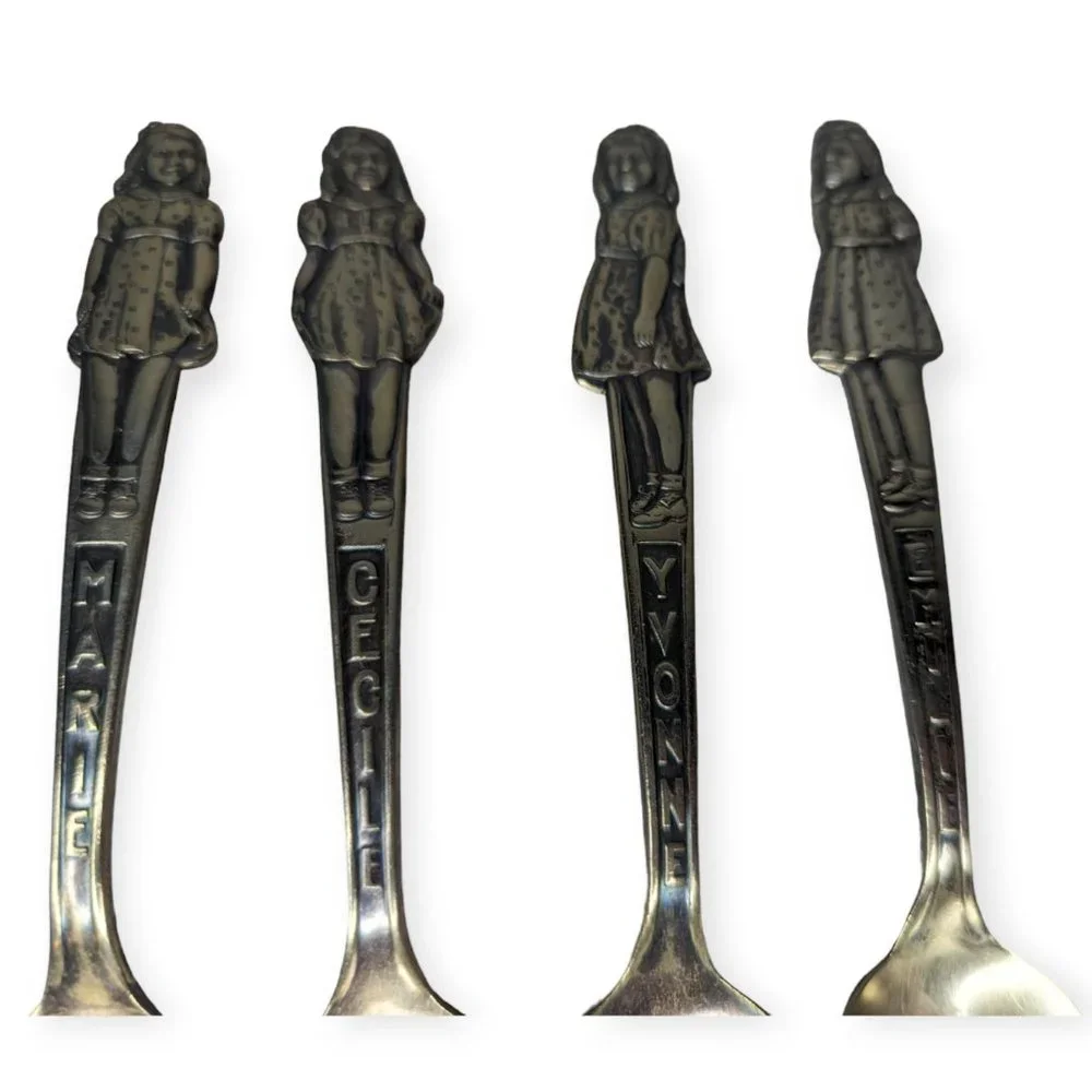 Vintage Dionne Quintuplets Silver Plated Spoon Set